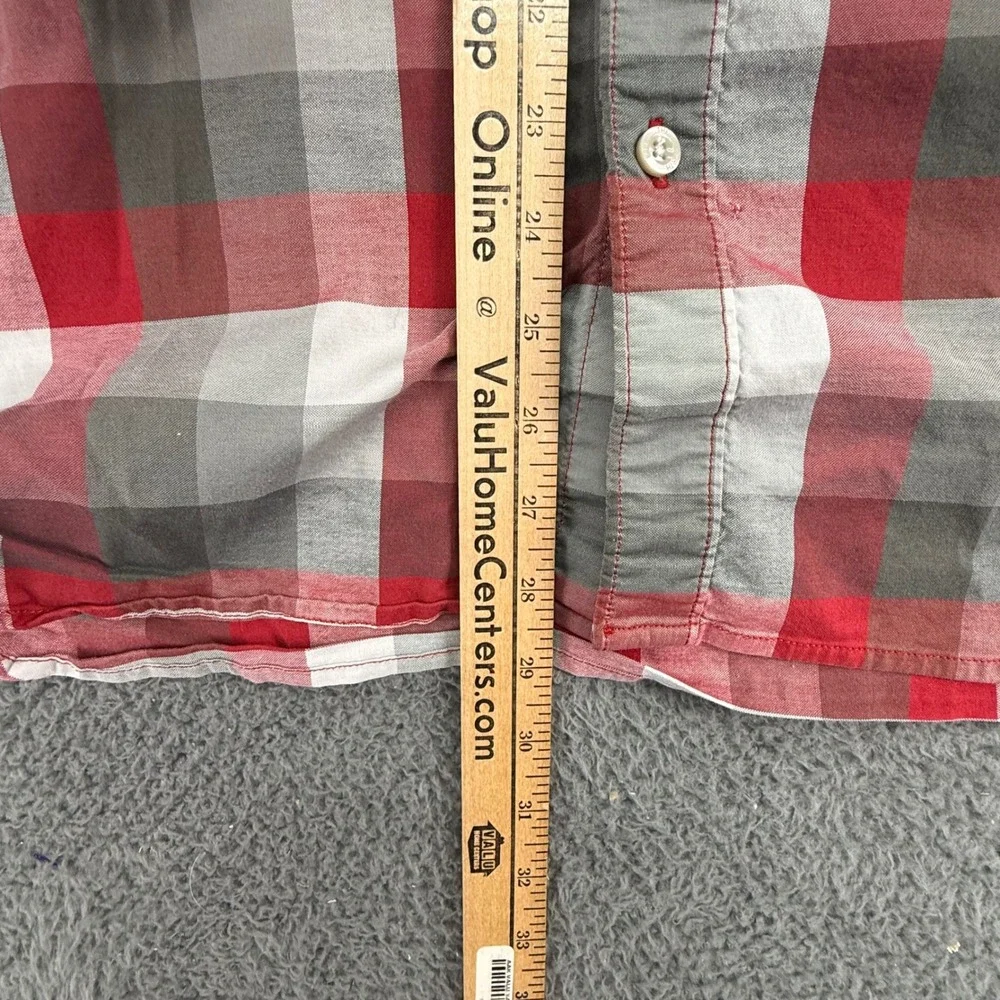 The North Face Button Down Shirt Mens Large Red Grey Plaid Short Sleeve Outdoor‎